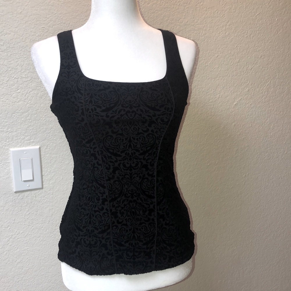 WHBM sleeveless black velvet blouse